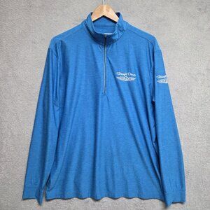 Straight Down Pullover Men’s Large Blue 1/4 Zip Performance Stretch Golf Distres